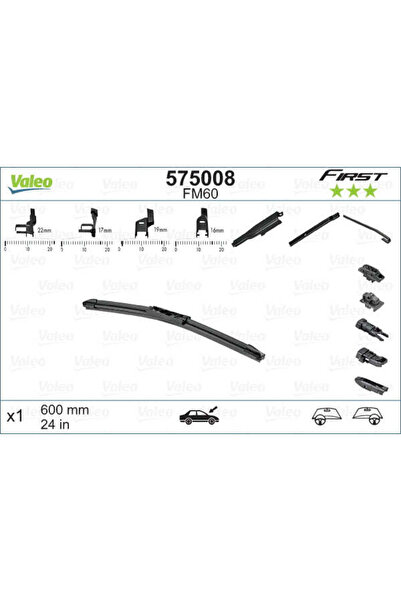 VALEO First Multiconnection Wiper Blade, 600 mm