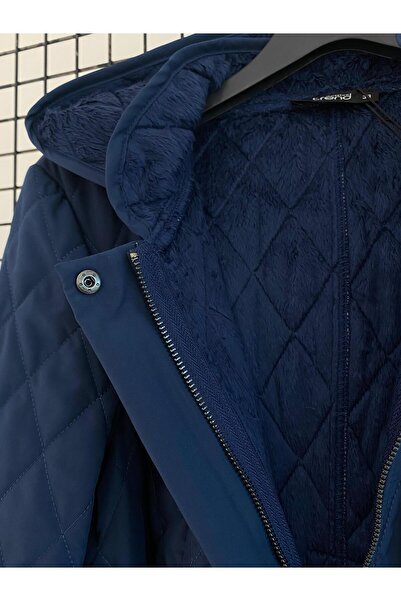 Armine Hooded Boy's Winter Quilted Coat with Zipper and Wool Inside