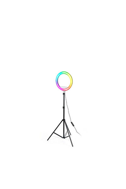 Cosmeticos Inel luminos LED RGB, lampă circulară colorată 26cm, trepied 210cm