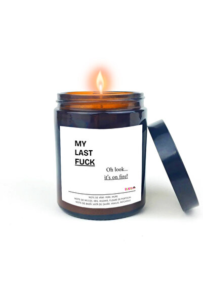 BUNILU Scented candle made of natural wax, in a glass container with a lid, gift with a funny label