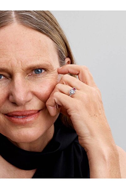 Pandora Ring with two hearts Halo Pave Zirconium in 925 Silver - 54