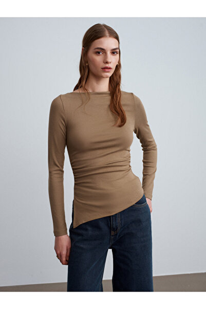 Dilvin 32198 Boat Neck Gathered Top-Vizon