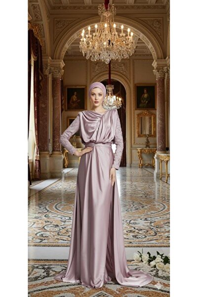 Kenzel KOLLARI TAŞLI SATEN ABİYE ELBİSE