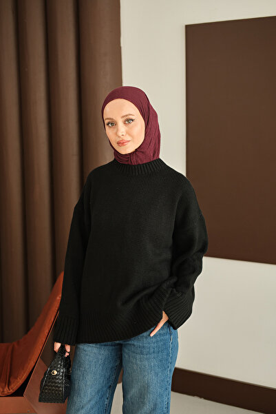 LOCCO Women's Crew Neck Knitwear Tunic Black