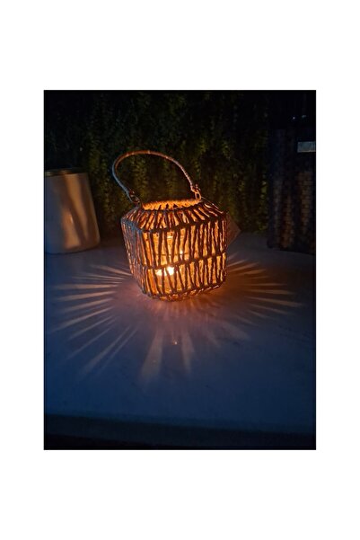 OEM Decorative lantern with woven pattern, candle holder and handle