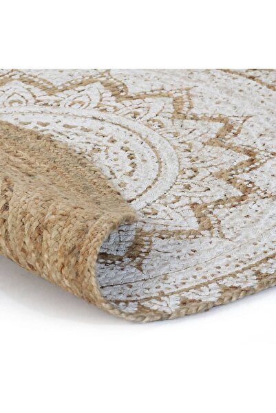 NO BRAND Rug, Jute, 120 cm, Brown/White