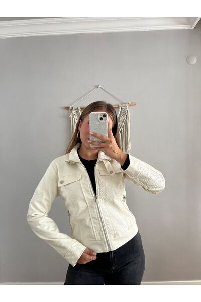 NEŞEM STİLL Desenli Deri Slimfit Ceket