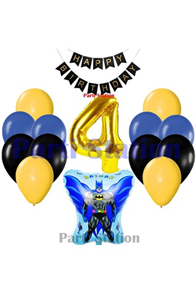 Parti Station Batman 4 Yaş Balon Set Batman Konsept Doğum Günü Balon Set