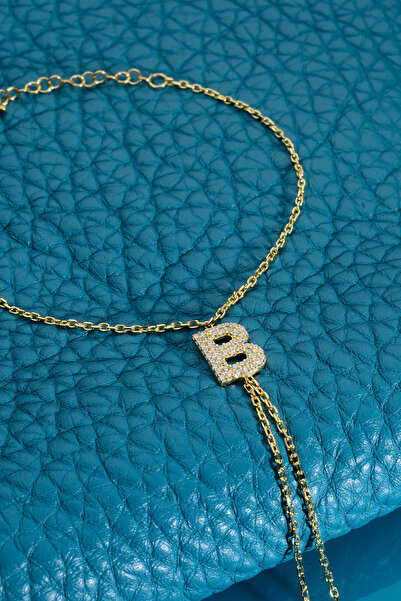innuendo jewelery 925 AYAR GÜMÜŞ ÜZERİ ALTIN KAPLAMA B HARFLİ ŞAHMERAN