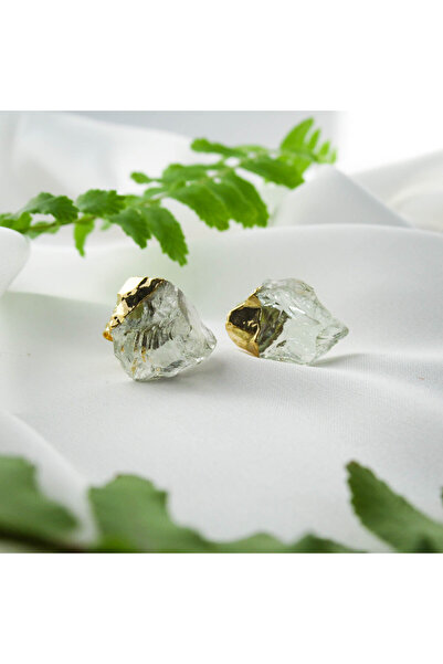 Moonlight Jewelry Cercei „Foaie de aur” - Cuarț verde