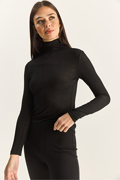 Bianco Lucci Women's Half Turtleneck Modal Ultra Light Blouse 1011 60283865