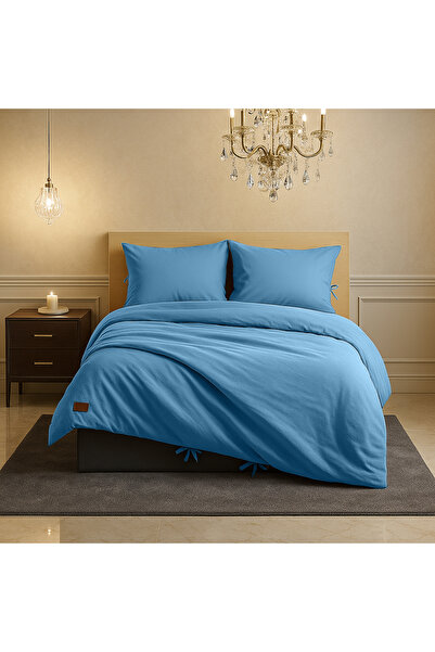 Sabia 100% Cotton 62 Thread Count 180X200 cm Double Size Duvet Cover Set with Elastic Sheet Suitable for Height +37 cm
