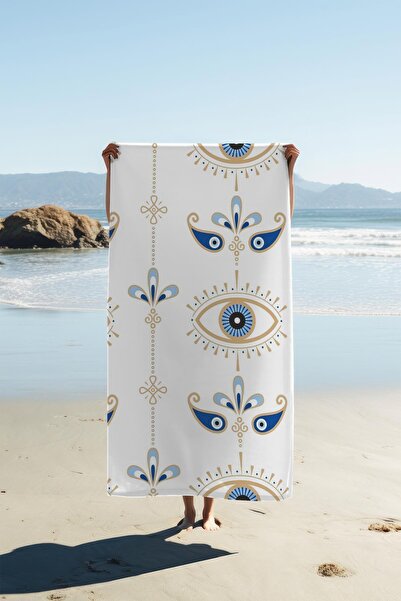 Dolce Mariee Digital Print Beach Sea Towel Nazar Boncuğu Patterned Peshtamal ...