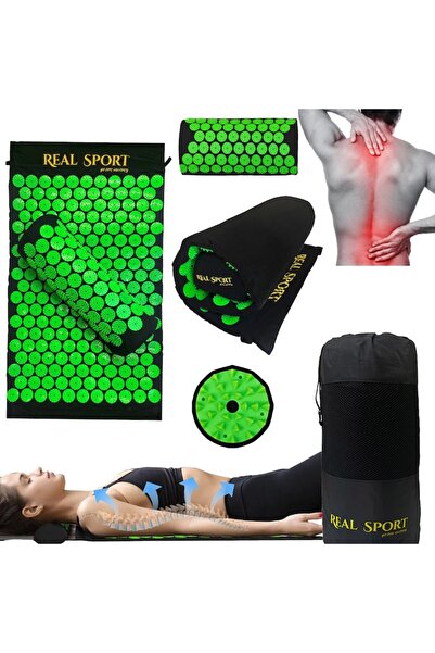 Optim Solution Acupressure Mat with Pillow, Stimulates Circulation with Spikes, Relaxes Muscles - Green