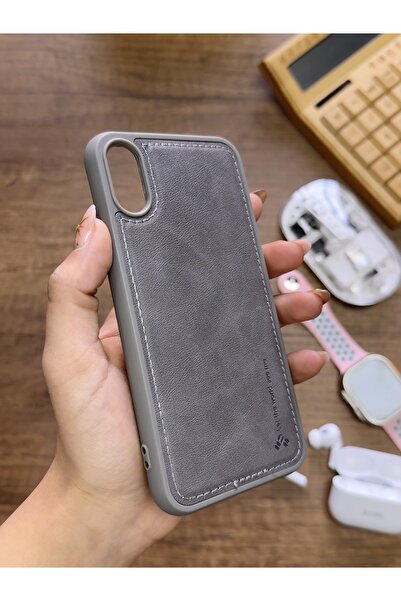 MTL iPhone Xr Compatible Premium Leather Texture Shock-Resistant Nasal Silicone Case