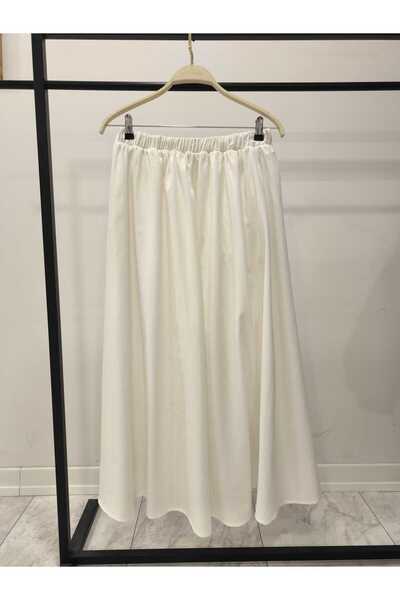 Hatun Atila Fusta de in cu talie elastică, buzunare și căptușeală 2558 -