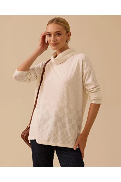 SEÇİL YENİ KADIN desenli uzun örme triko TUNİK 10002521711017