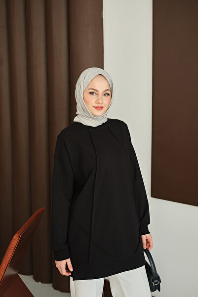 LOCCO Women's Front Stitch Detail Tunic Black