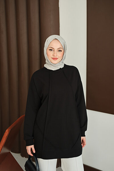 LOCCO Women's Front Stitch Detail Tunic Black