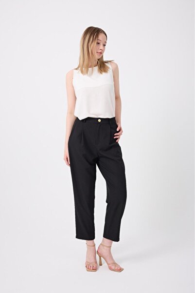 CLARENS PANTALONI DE DAMĂ CU BORTE DE BĂRBAȚIT PREMIUM
