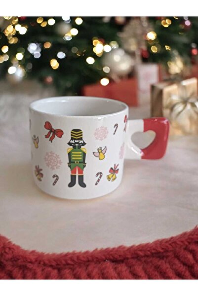 Simge Seramik Oyuncak Askerli Yılbaşı Temalı Kalp Kulplu Doğal Seramik Kupa F...