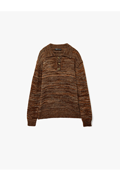 Koton Long Sleeve Polo Neck Button Detailed Knitwear Sweater