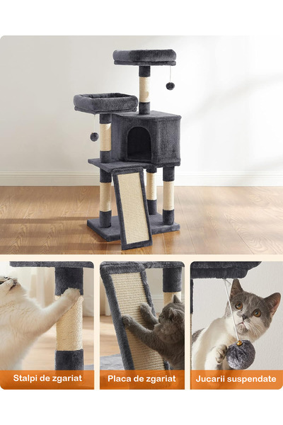 Smart Vibe KATO MX PlushComfort Multi Play Cat Set, XL Scratching Post, Spacious House, Dark