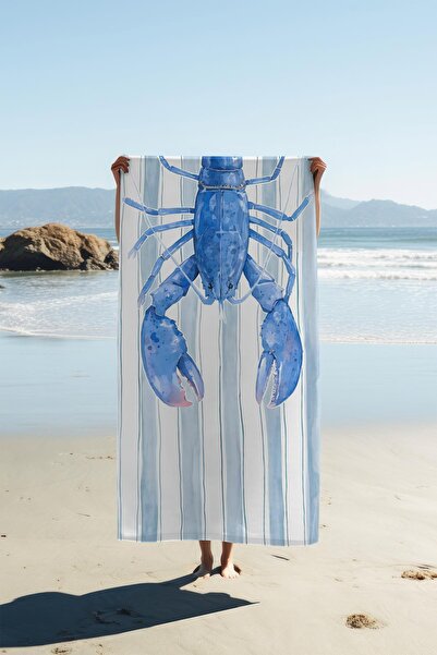 Dolce Mariee Digital Printing Beach Sea Towel Lobster Patterned Peshtamal Hvl...