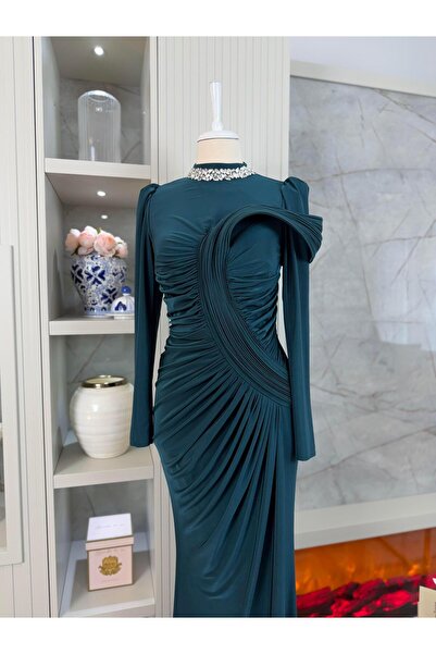 YuSeM Zarif Tasarım Abiye Zümrüt