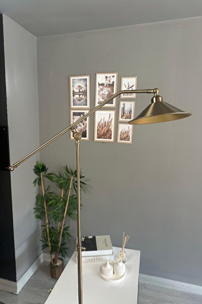 Bamyum Eskitme Lambader F Kol Hareketli Başlık Modern Dekoratif Metal Salon Oturma Odası Çalışma Odası