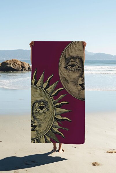 Dolce Mariee Prosop de plajă cu imprimare digitală, model de lună și stele, H...