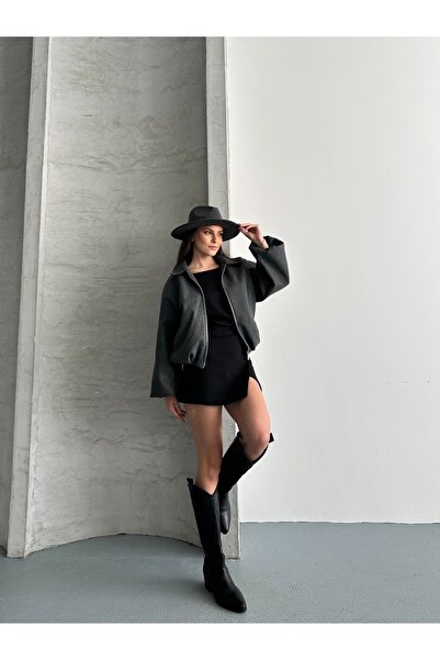 solena sln Women's New Season Crop Cashmere Bomber Jacket