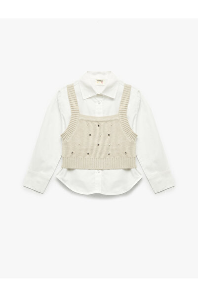 Koton Long Sleeve Cotton Shirt with Sweater Detail