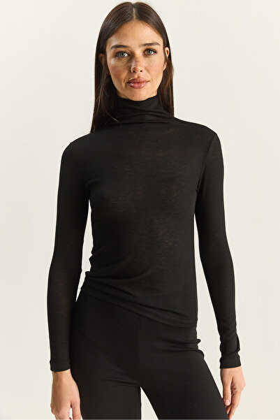 Bianco Lucci Women's Half Turtleneck Modal Ultra Light Blouse 1011 60283865