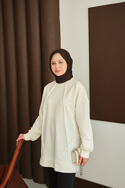 LOCCO Women's Front Stitch Detail Tunic White