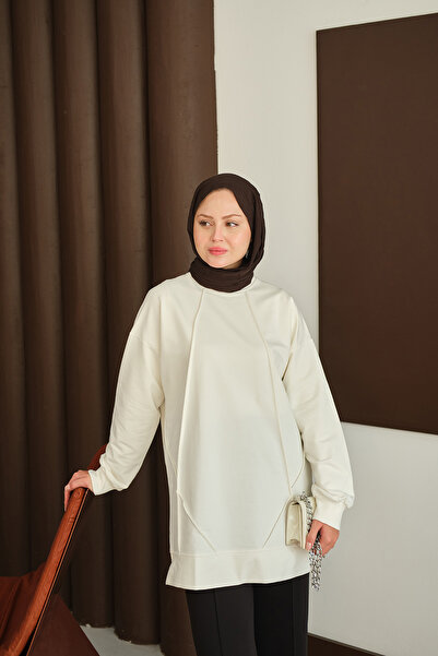 LOCCO Women's Front Stitch Detail Tunic White