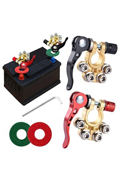 Optim Solution Set de cleme de conectare a bateriei 6-24V, conductivitate din alamă, montare rapidă, 6,33 x 5,39 cm