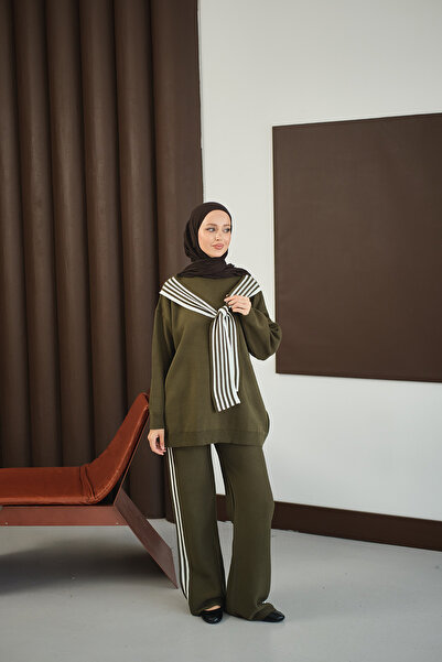 LOCCO Set de eșarfe pentru femei, verde kaki