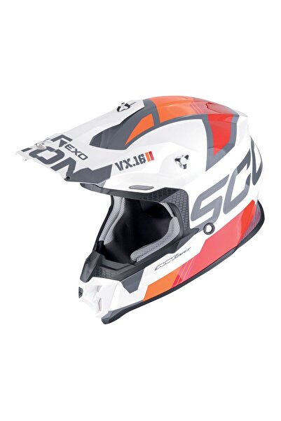 Scorpion VX-16 Evo Air Analog Off-Road Kaskı Beyaz Oranj