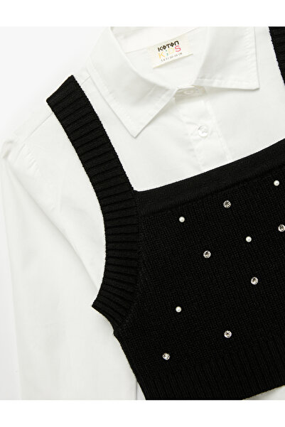 Koton Cămașă din bumbac cu mâneci lungi cu detaliu de pulover