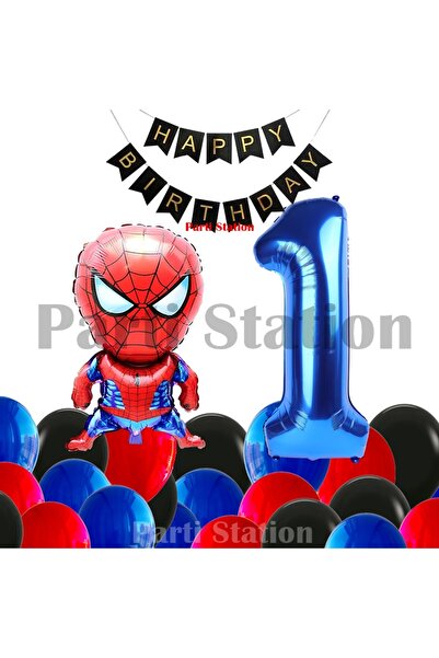 Parti Station Spider-Man 1 Year Old Balloon Set Spider-Man Concept Birthday B...