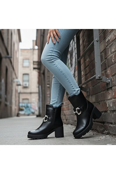 OEM Women's fur boots, with thick heel, eco-leather, zipper closure system, A10378