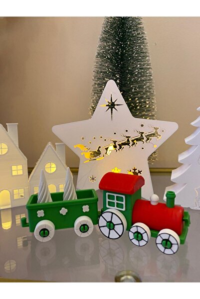 smilechild زينة قطار رأس السنة الجديدة مكونة من قطعتين مع شجرتين صغيرتين لرأس...