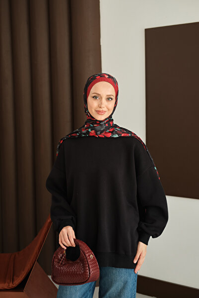 LOCCO Γυναικείο μπλουζάκι με λαιμόκοψη μαύρο