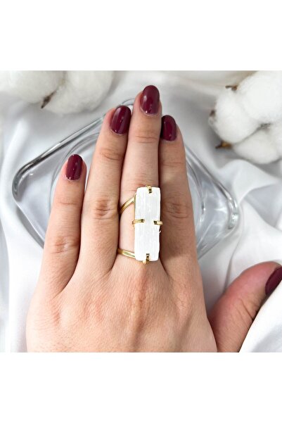 Moonlight Jewelry Gold Goddess Adjustable Ring - Selenite