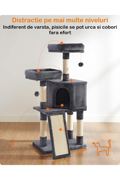Smart Vibe KATO MX PlushComfort Multi Play Cat Set, XL Scratching Post, Spacious House, Dark