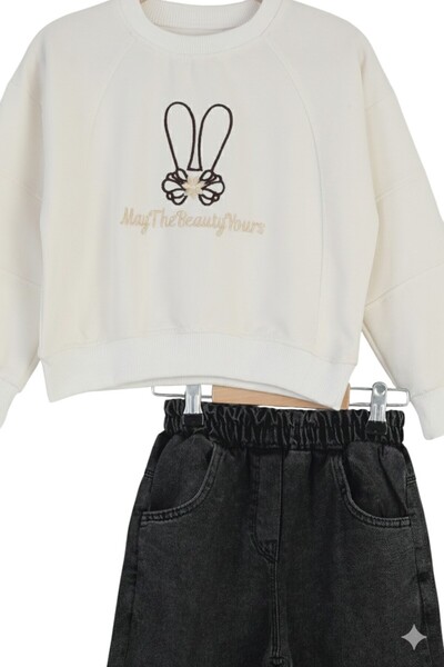 ERDEM KIDS Girl's Holiday Casual Wide-Leg Palazzo Jeans-Sweatshirt Two-Piece Set