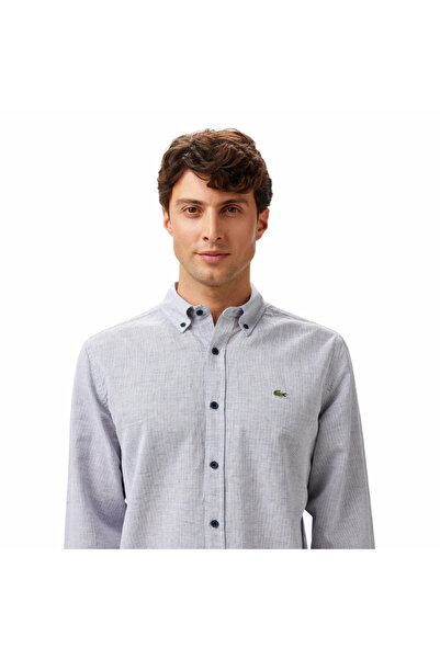 Lacoste Men's Regular Fit Button down Collar Navy Blue Shirt Ch0520.166