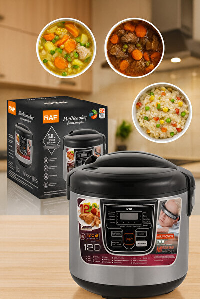 raf MultiCooker Ergonomic Electric Pressure Cooker - 6L, 900W, 12 Functions, Digital Display, Cooking
