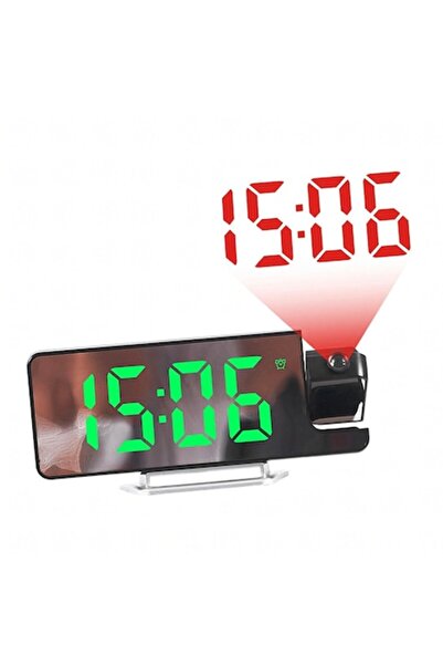 Optim Solution LED Electronic Clock with Laser Projector, Snooze Alarm & Temperature Display, 19.3x4x8.5 cm, Black